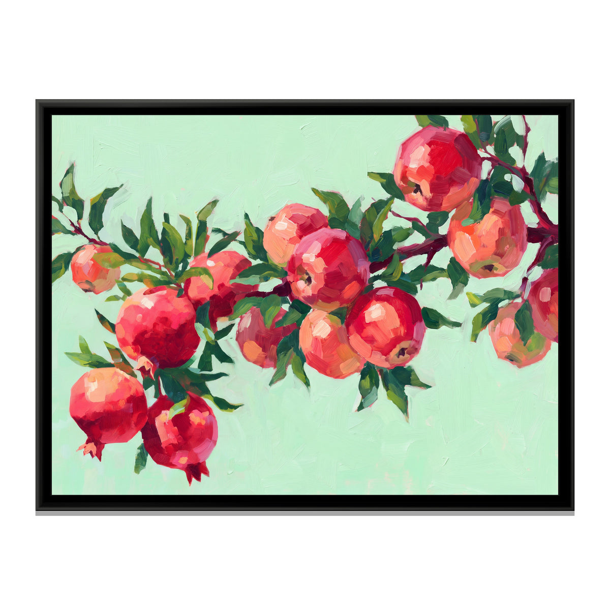 Crimson Orchard Bounty - framed canvas print, front view