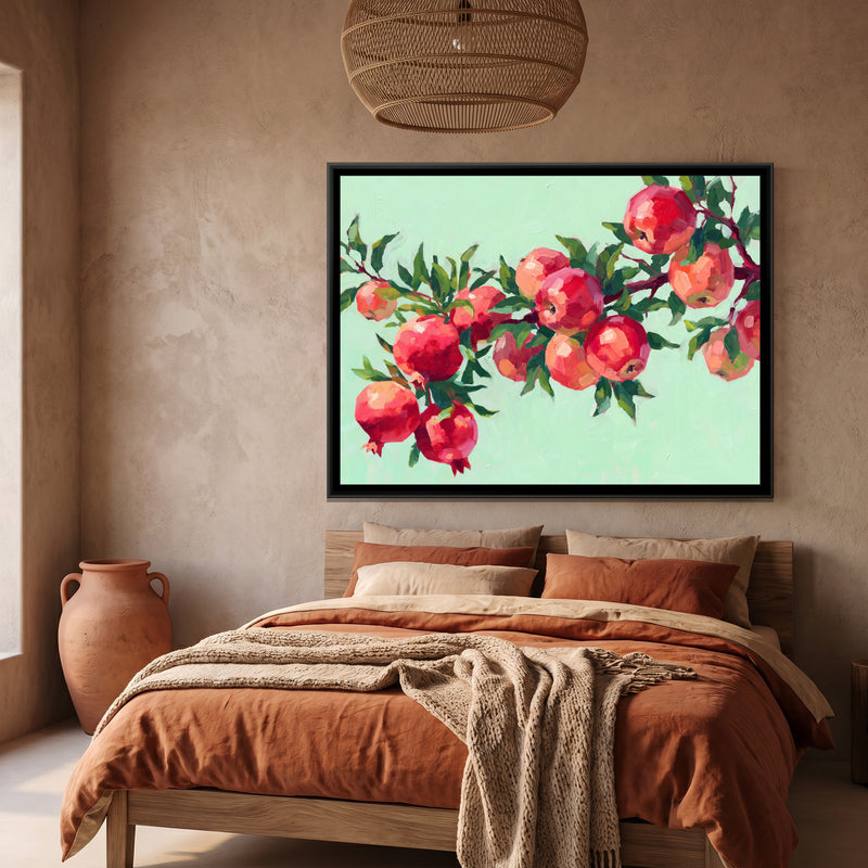 Crimson Orchard Bounty - canvas art shown in a second room setting