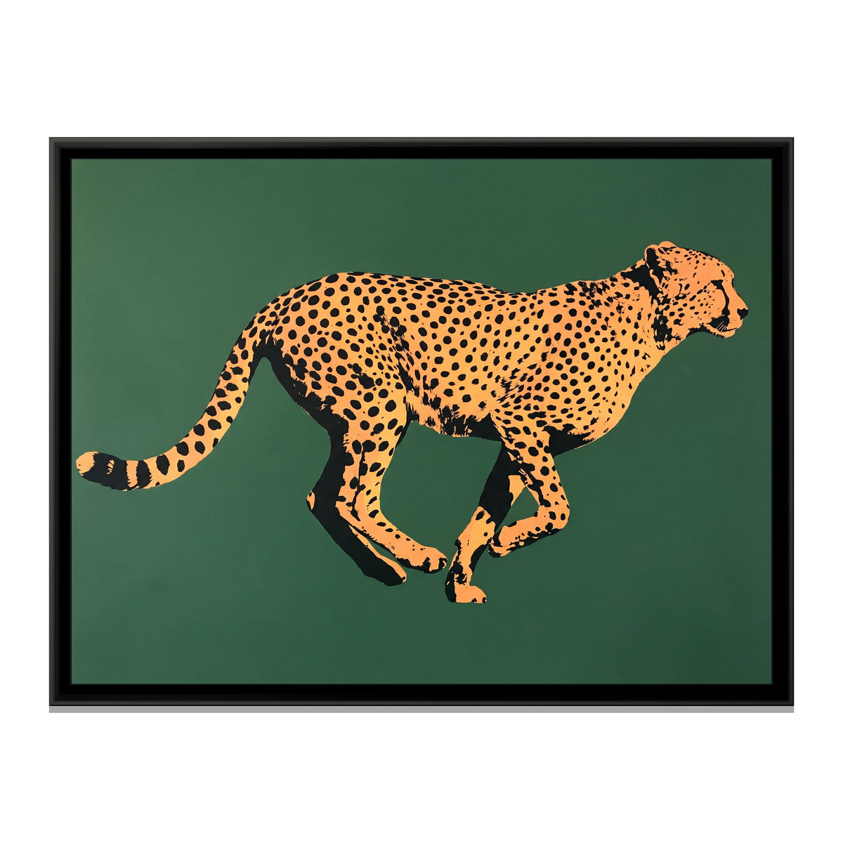 Cheetah in Stride - framed canvas print, front view