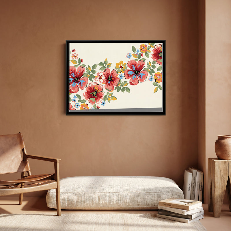 Woven Spring Garland - canvas art shown in a styled room