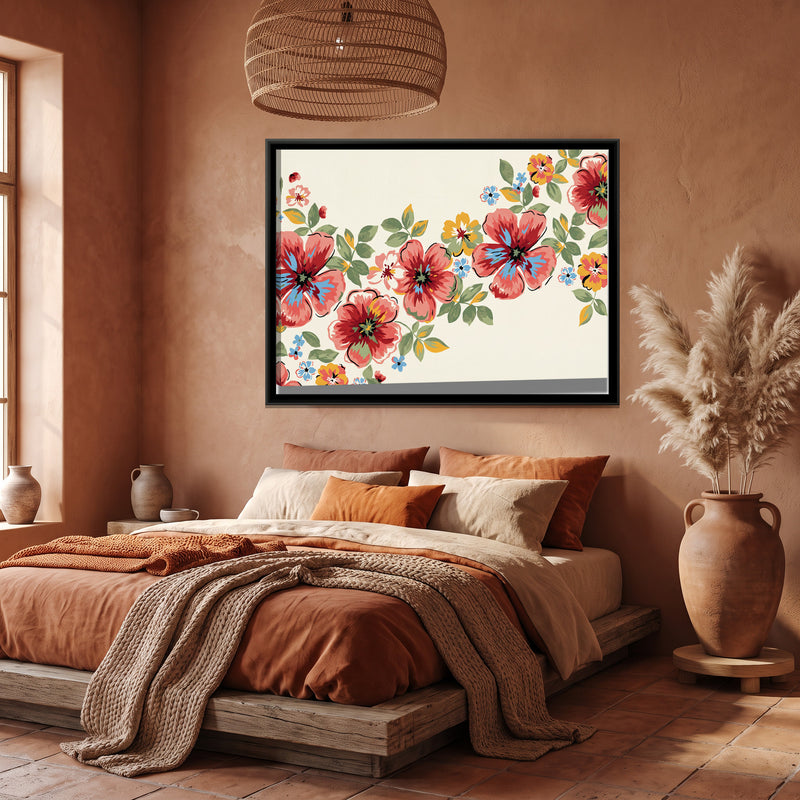 Woven Spring Garland - canvas art shown in a second room setting
