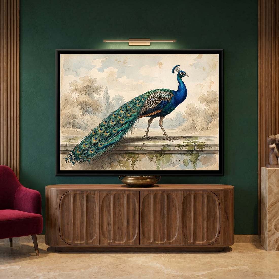A Kolorkaari canvas in a floater frame, in a room