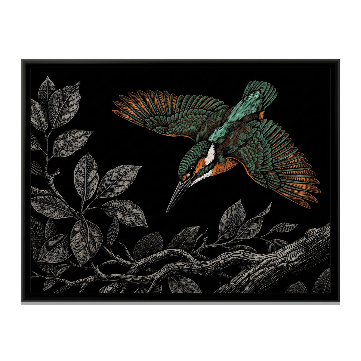 Emerald Descent - framed canvas print, front view