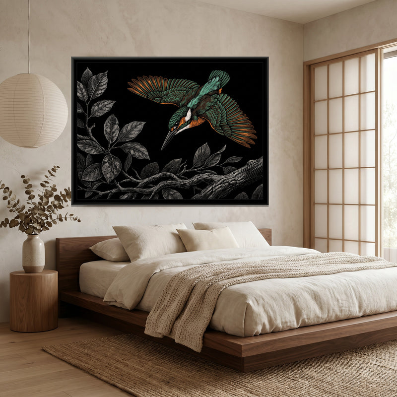 Emerald Descent - canvas art shown in a second room setting