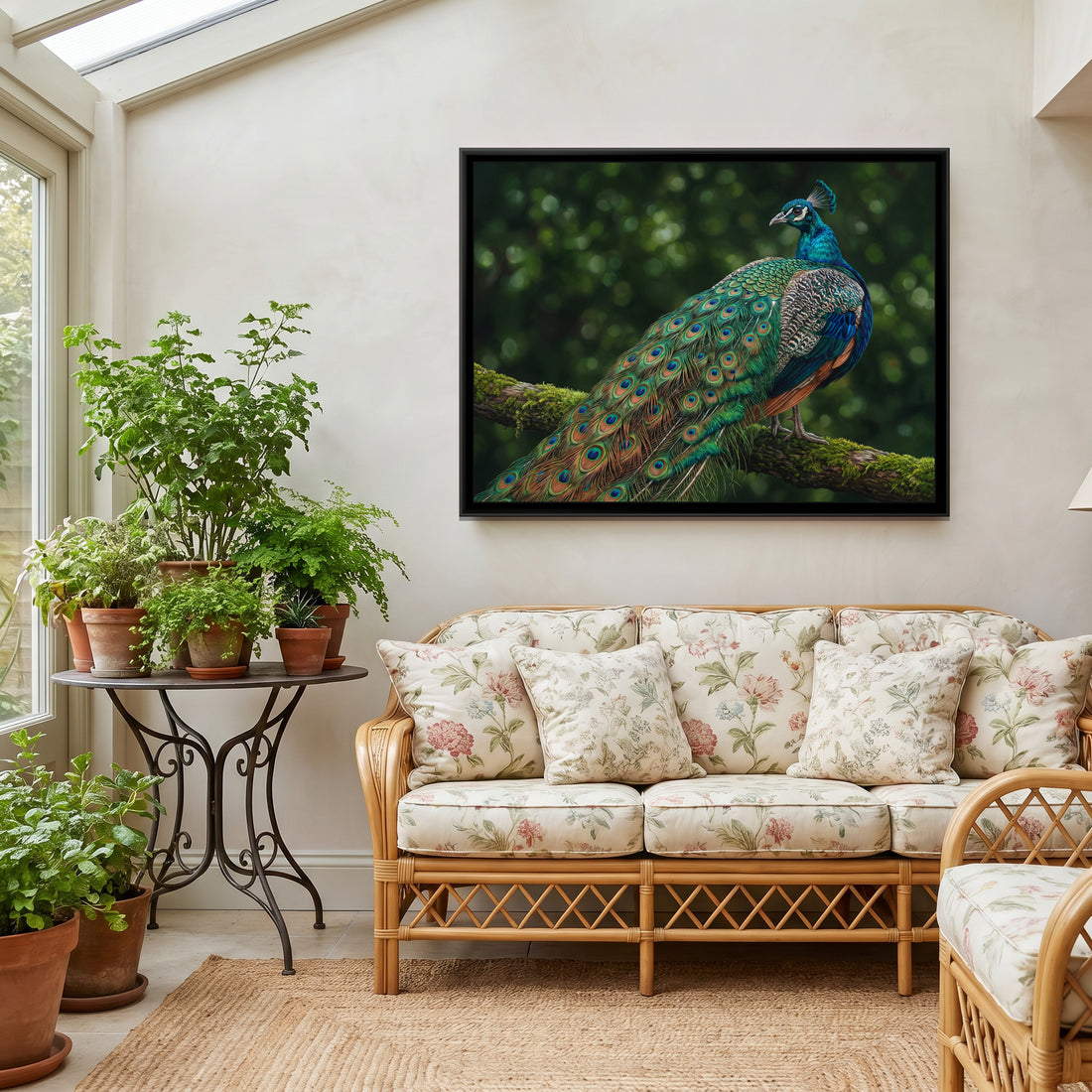 A Kolorkaari canvas in a floater frame, in a room