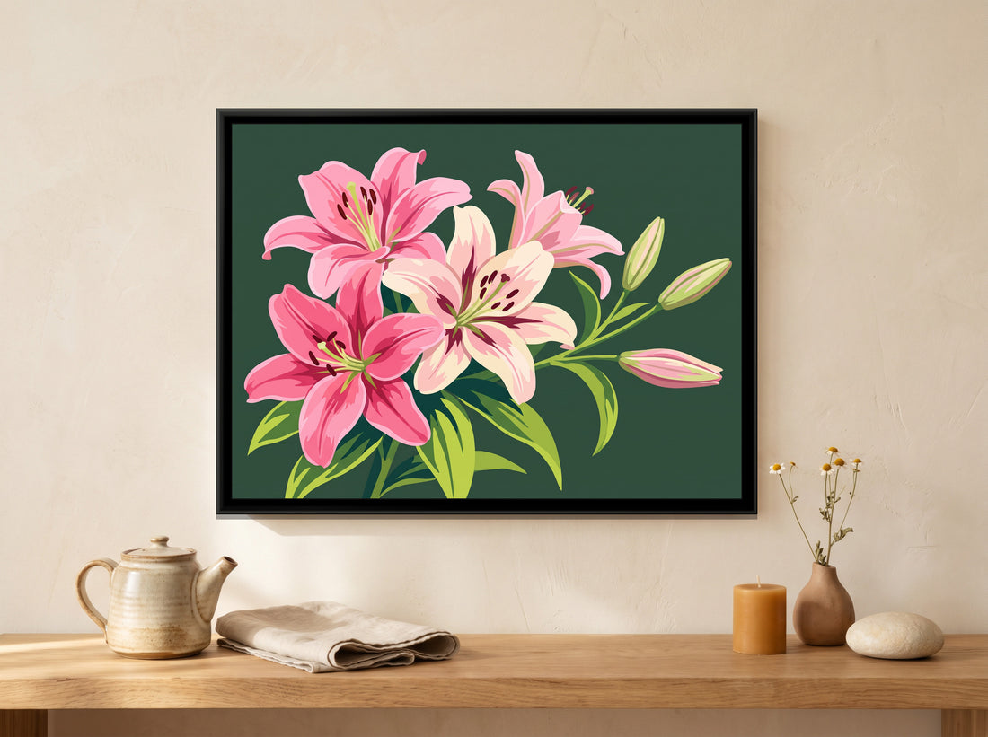 A Kolorkaari canvas in a floater frame, in a room