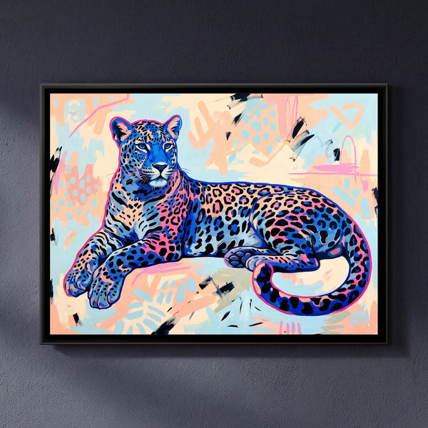 Blue Leopard Lounging in Pop Outline