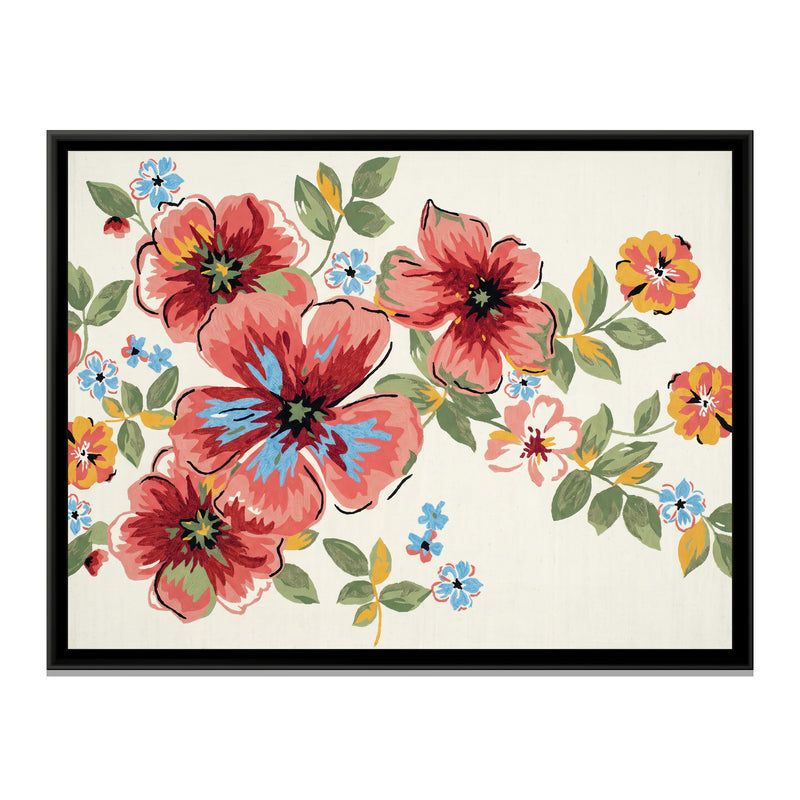 Crimson and Coral Meadow - framed canvas print, front view